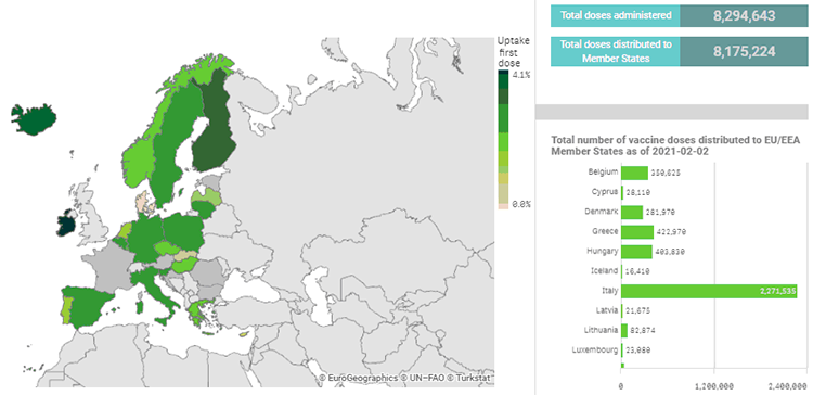 vaccini covid europa mappa